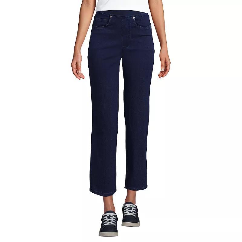 Womens Lands End High Rise Pull On Denim Crop Pants Blue Product Image