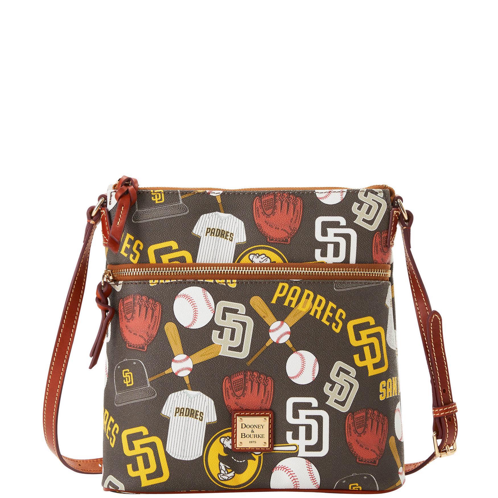 Dooney & Bourke Womens MLB Padres Crossbody Coated Cotton Shoulder Bag in Brown Product Image