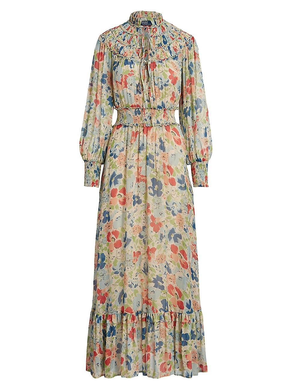 Womens Floral Crinkle Blouson Maxi Dress Product Image