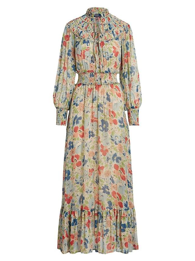 Womens Floral Crinkle Blouson Maxi Dress Product Image