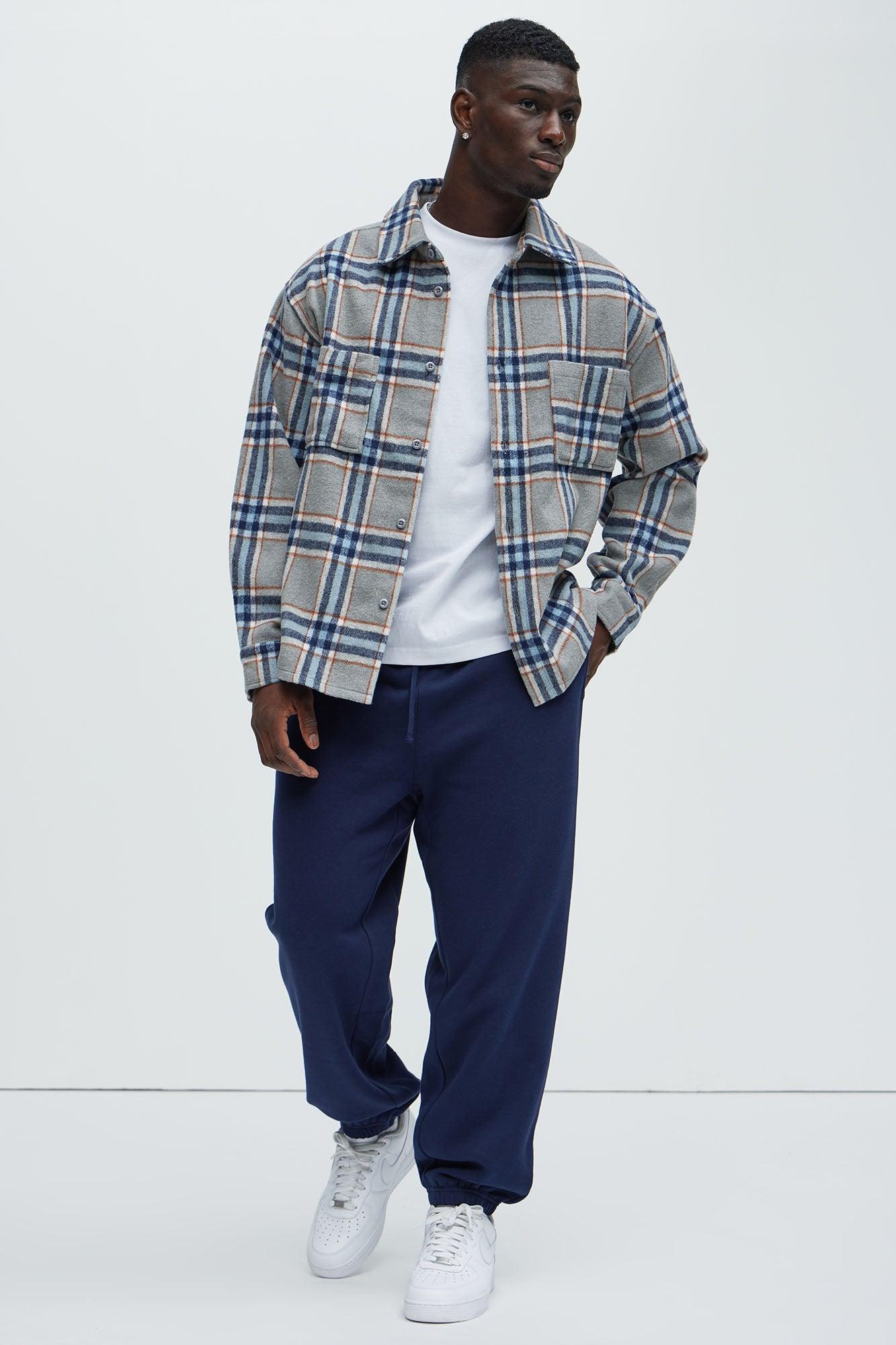 Come See Me Plaid Shacket - Blue Product Image