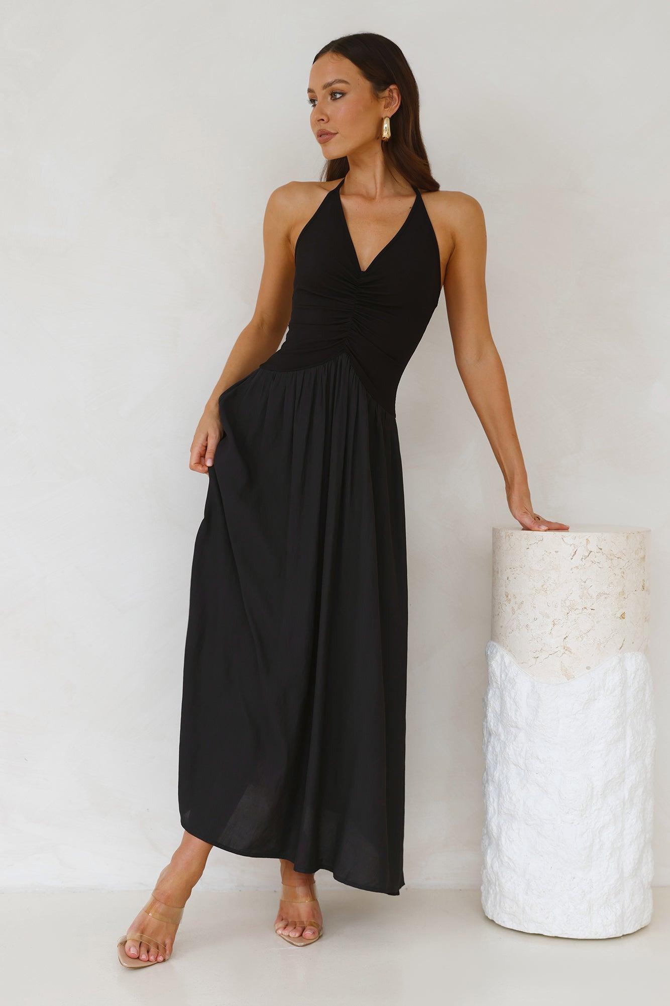 Lake Days Halter Maxi Dress Black Product Image