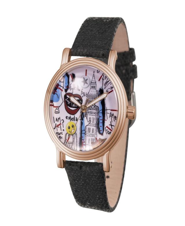 Disneys Cruella Womens Rose Gold Tone Vintage Watch Black Product Image