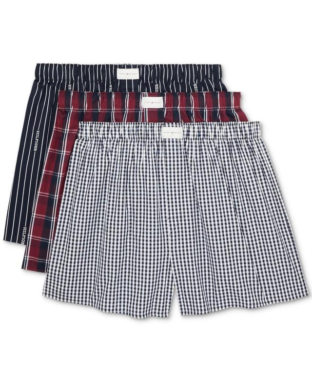 Tommy Hilfiger Mens Patterned Woven Boxers, Pack of 3 Product Image