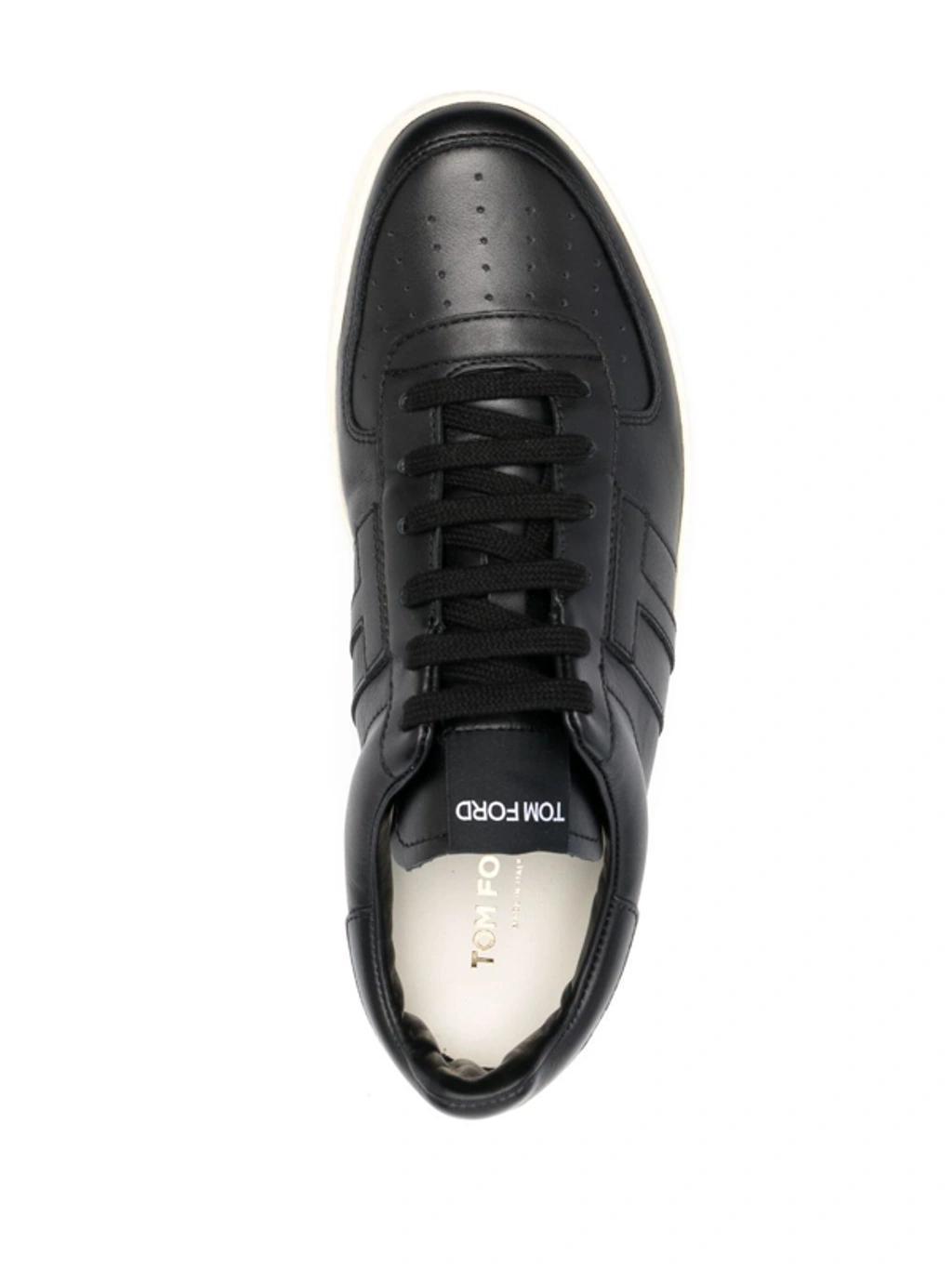 Brown Radcliffe Leather Low-top Sneakers In Black Product Image