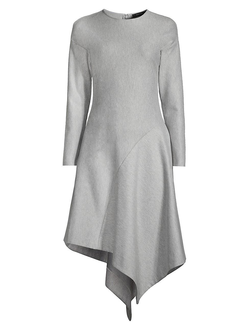 Womens Asymmetric Long-Sleeve Midi-Dress Product Image