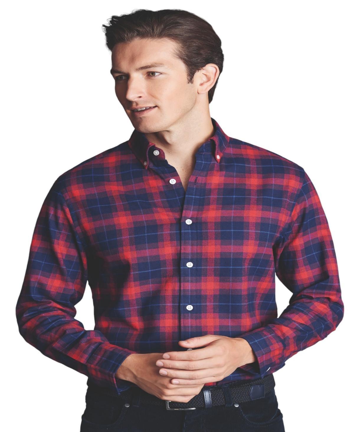 Charles Tyrwhitt Mens Slim Fit Button-Down Collar Brushed Flannel Check Shirt Product Image