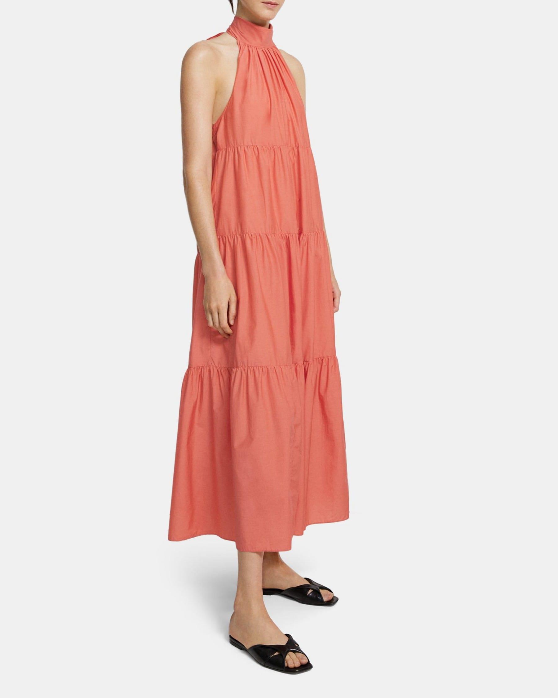 Tiered Halter Maxi Dress in Cotton Blend Product Image