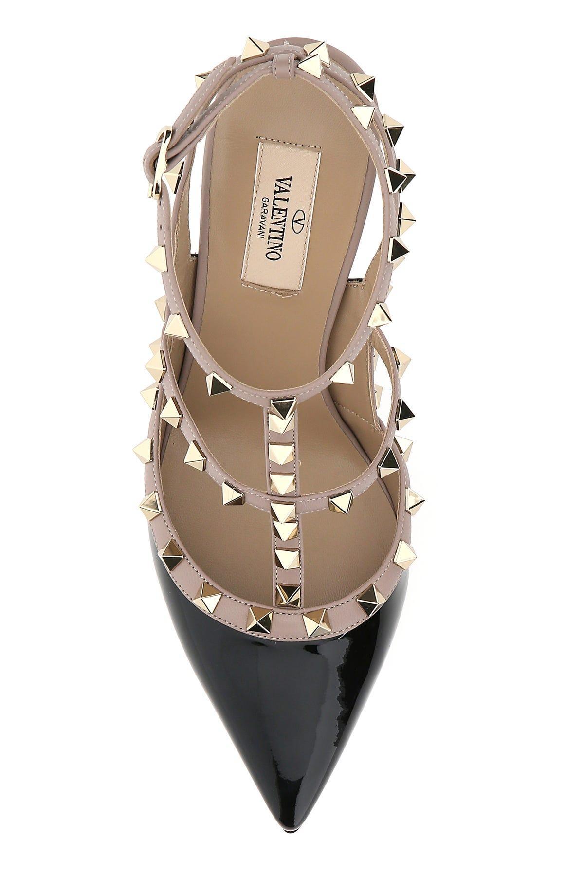 VALENTINO GARAVANI Two-tone Leather Rockstud Pumps In Black Product Image