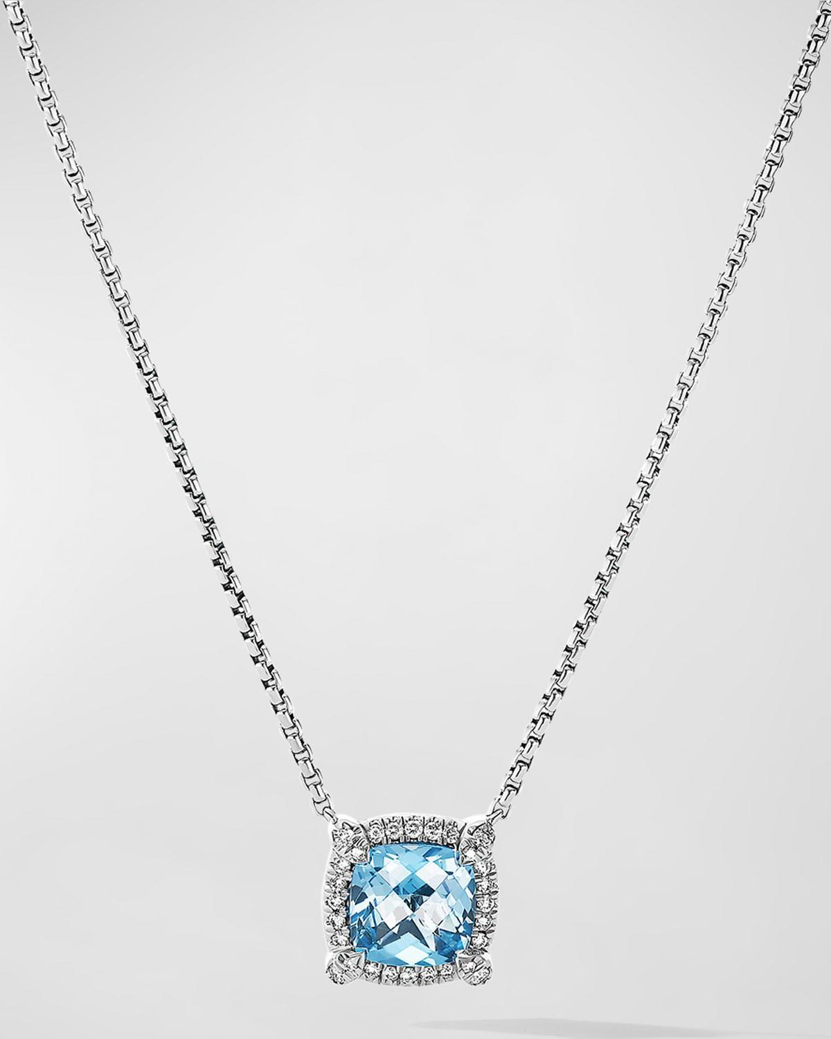 Womens Petite Chatelaine Pav Bezel Pendant Necklace with Diamonds Product Image