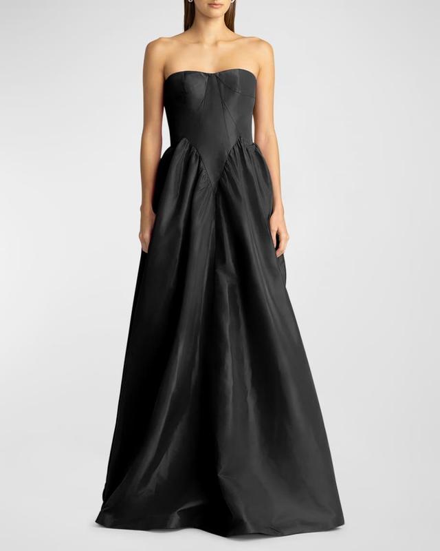 Strapless Drop-Waist Taffeta Gown Product Image