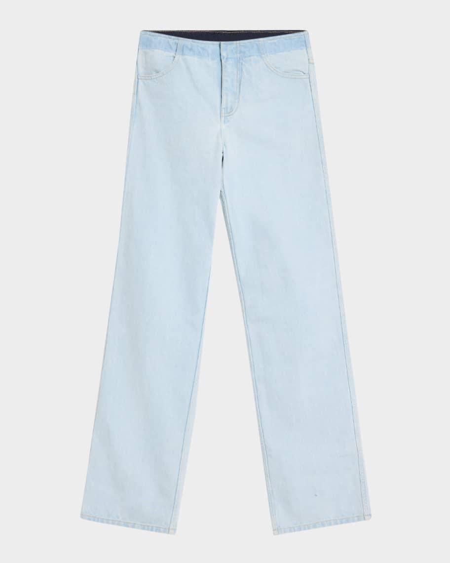 Deconstructed Denim Straight-Leg Jeans Product Image