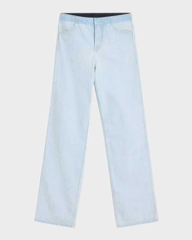 Deconstructed Denim Straight-Leg Jeans Product Image