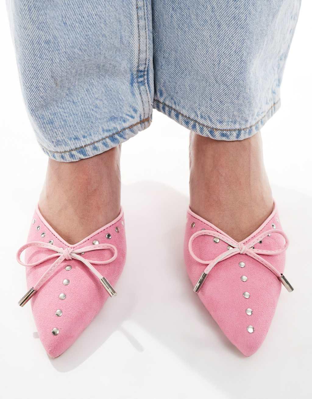 RAID Mimi kitten heel mules in pink  Product Image