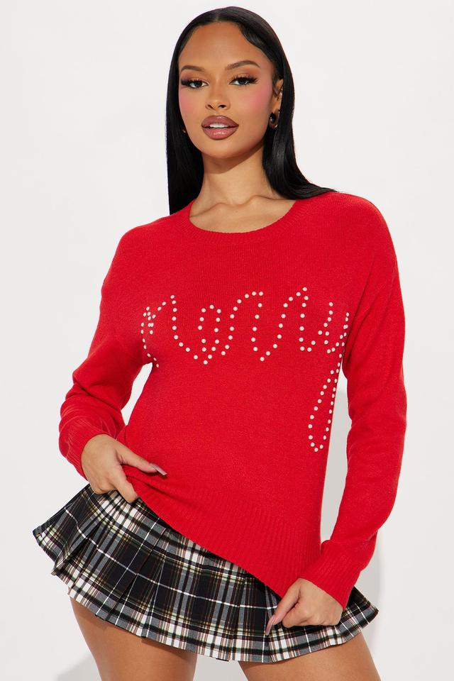 Merry Pearl Sweater - Red/combo Product Image