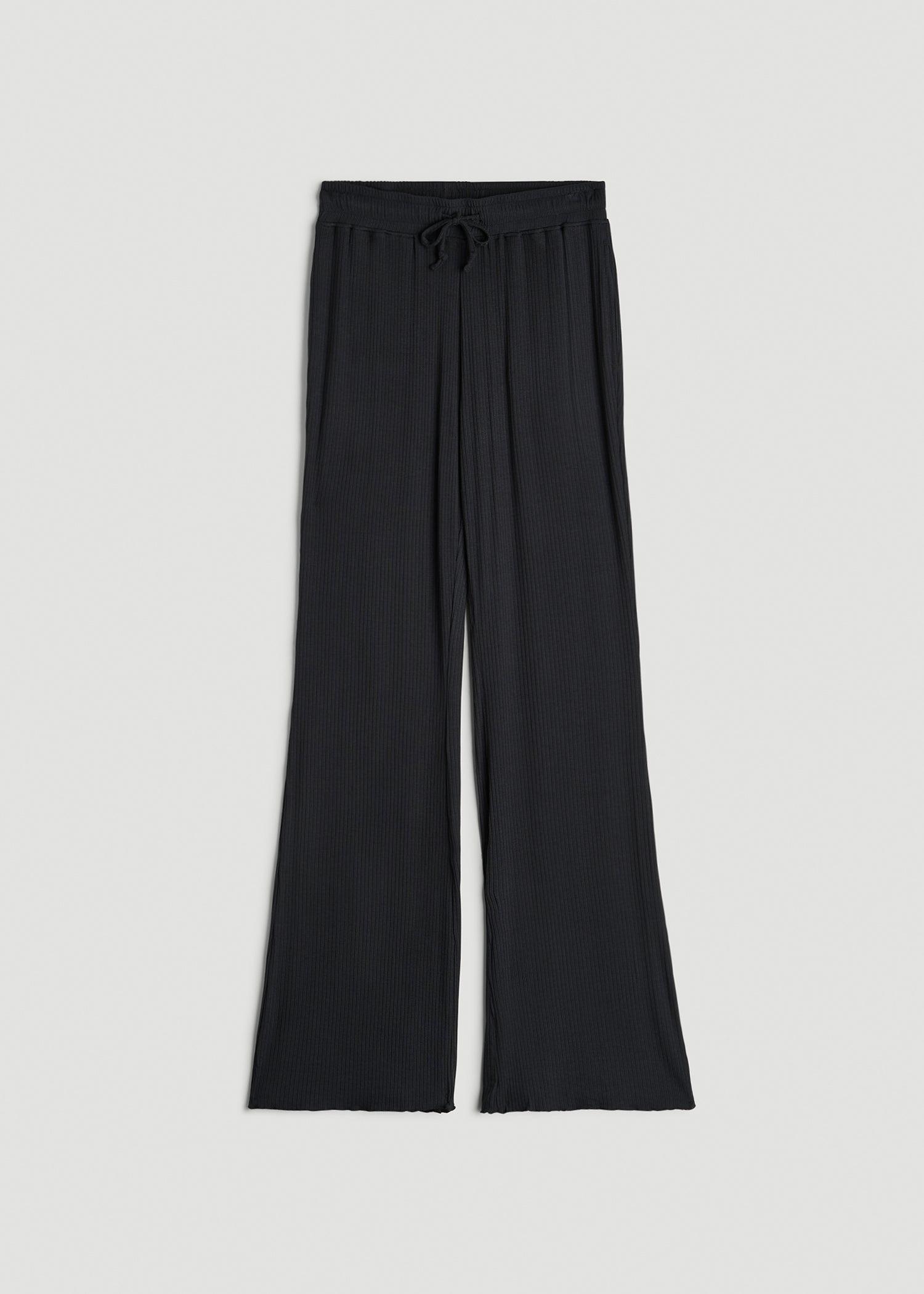 Ribbed Flare Pants for Tall Women in Black Product Image