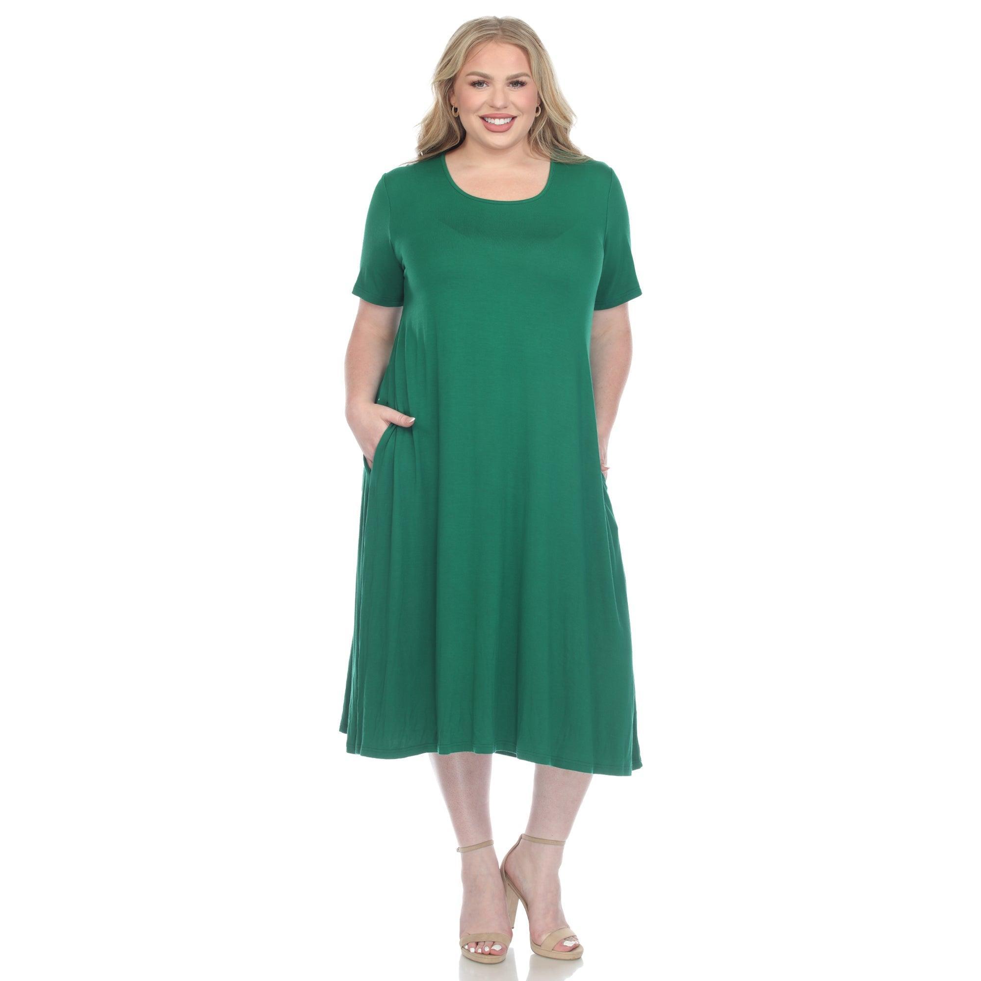 Short Sleeve Pocket Swing Midi Dress - Plus Product Image