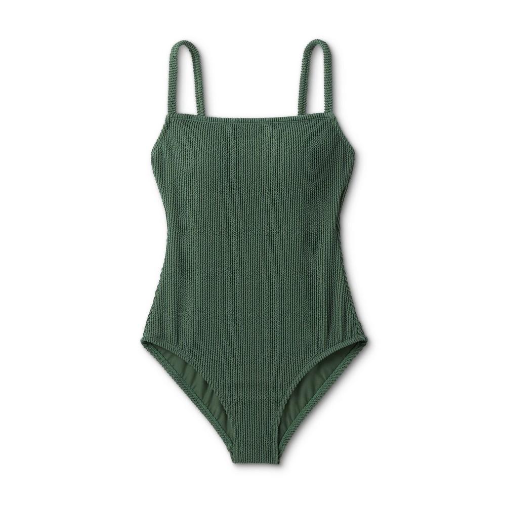 Womens Pucker Textured Square Neck High Coverage One Piece Swimsuit - Kona Sol Dark M Product Image