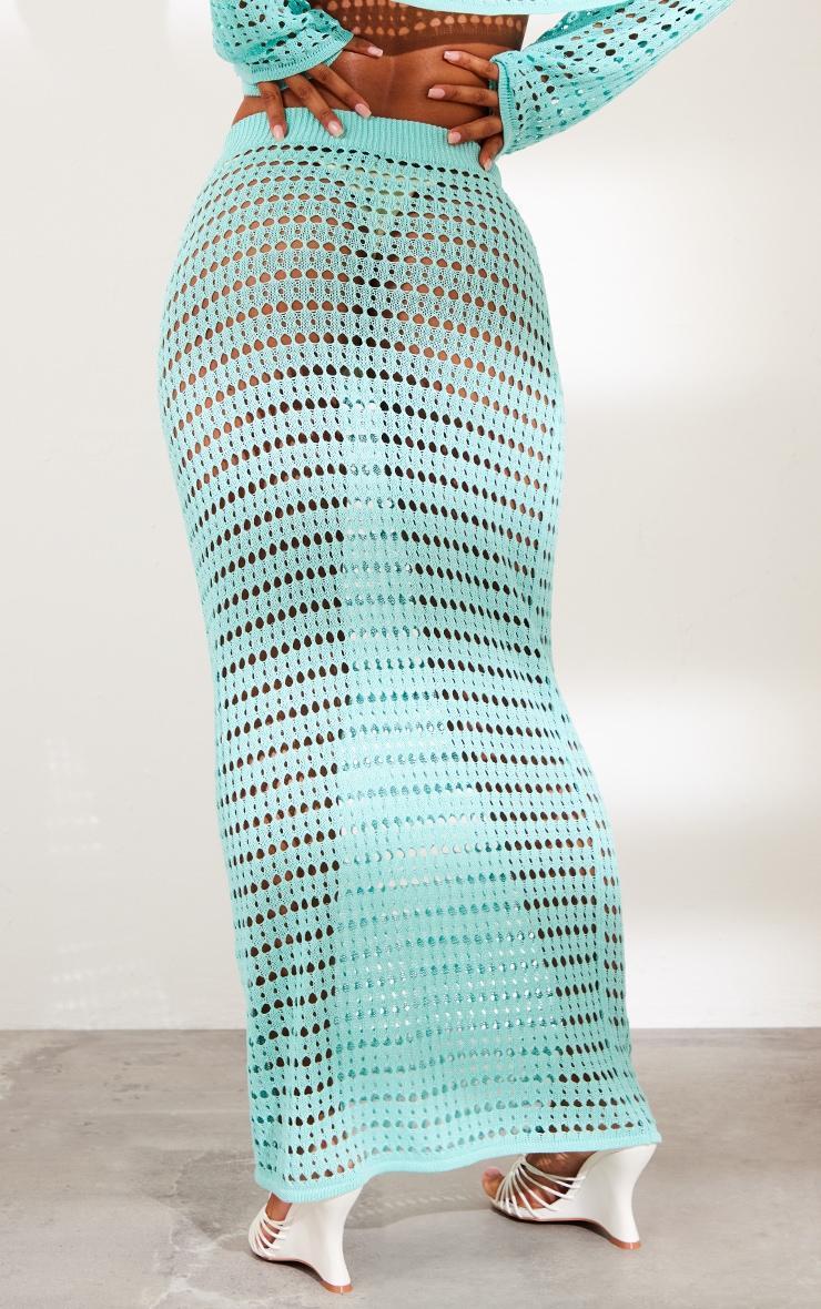 Aqua Crochet Knit Maxi Skirt Product Image