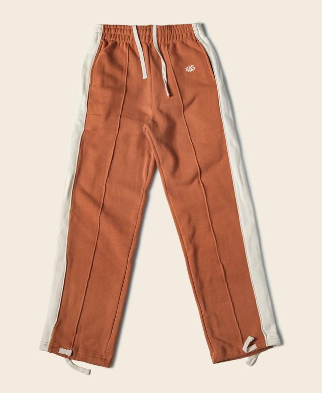 Classic Straight-Leg Striped Logo-Embroidered Cotton-Terry Sweatpants - Orange Product Image