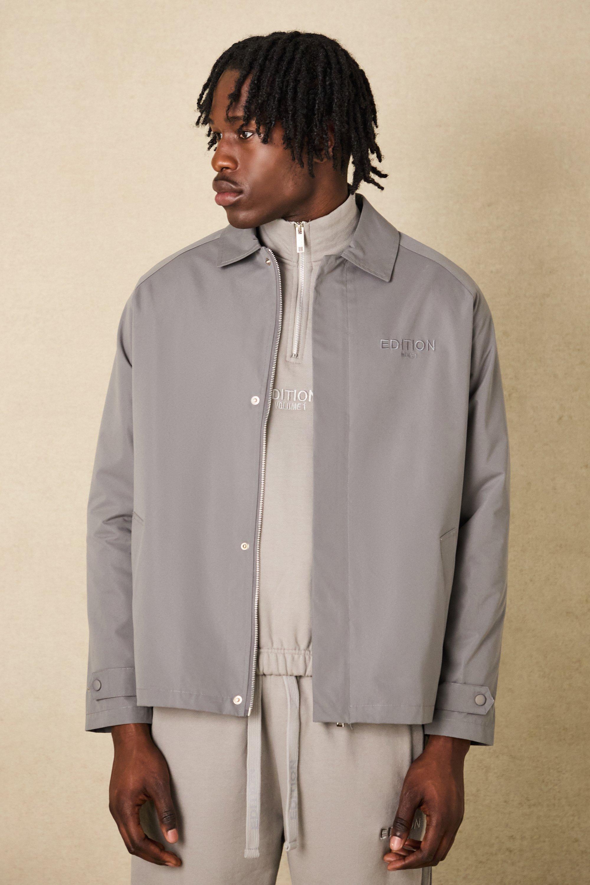 Mens Grey EDITION Heavyweight Twill Embroidered Coach Jacket, Grey Product Image