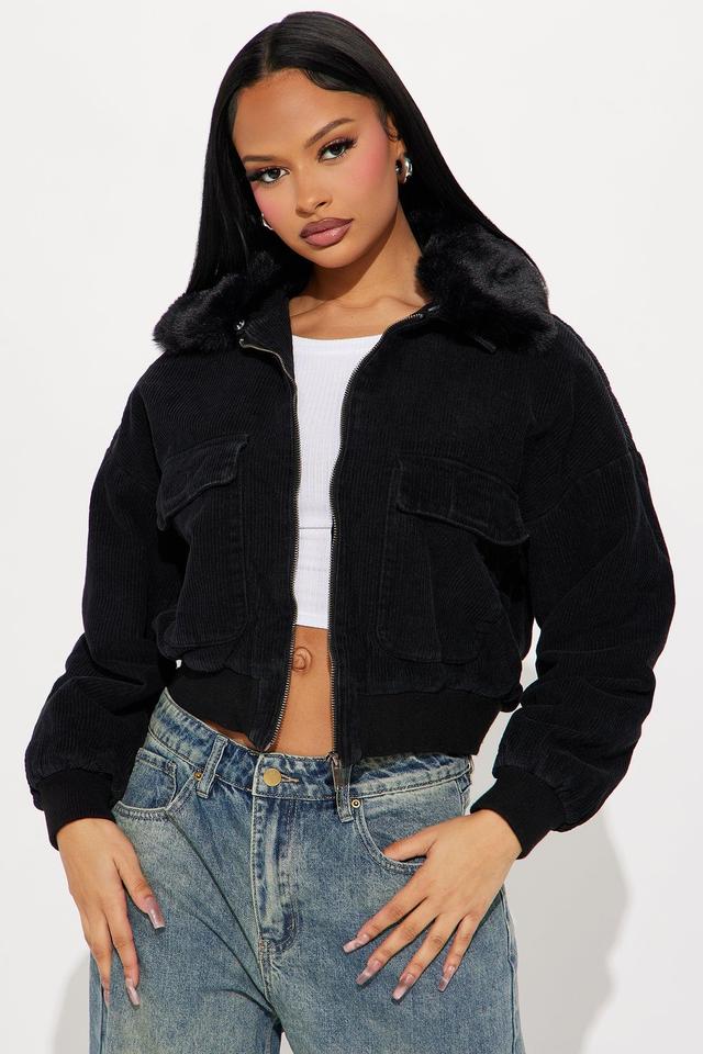 Kelis Corduroy Bomber Jacket - Black Product Image