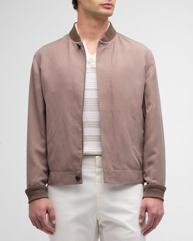 Mens Silk-Linen Bomber Jacket Product Image