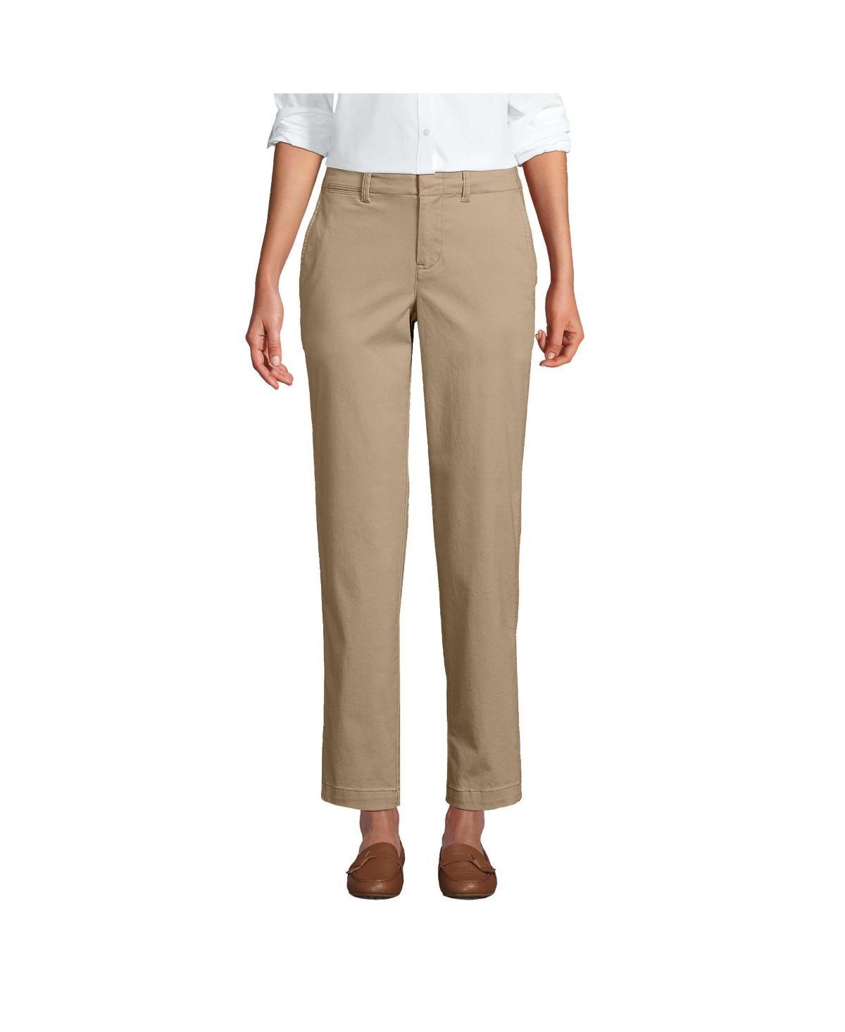 Womens Lands End Mid Rise Classic Straight Leg Chino Ankle Pants Product Image