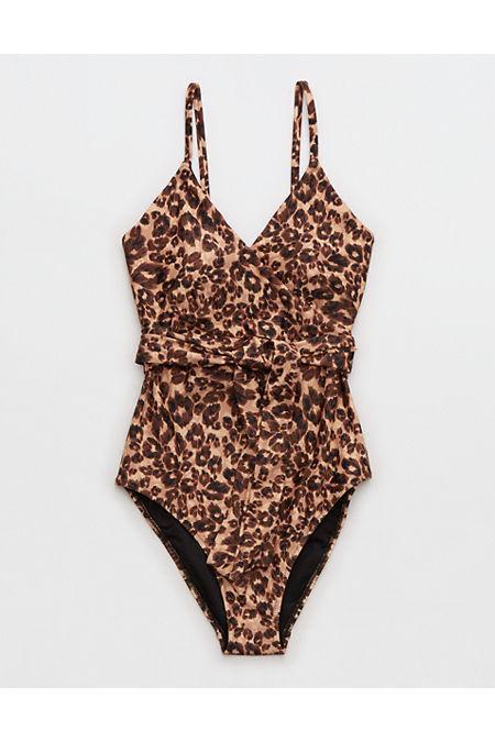 Aerie Leopard Wrap One Piece Swimsuit Women's Product Image