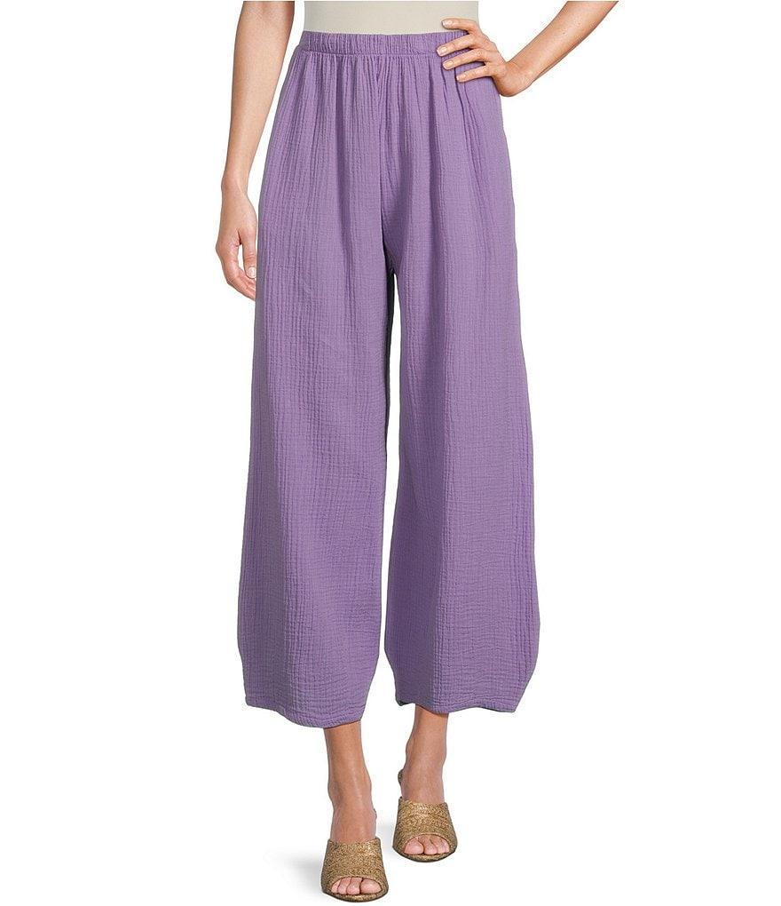 Bryn Walker Medina Cotton Gauze Wide Lantern Tapered Pull-On Coordinating Cropped Pants Product Image