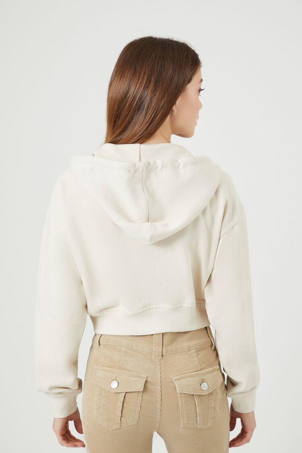 Ribbed Cropped Zip-Up Hoodie | Forever 21 Product Image