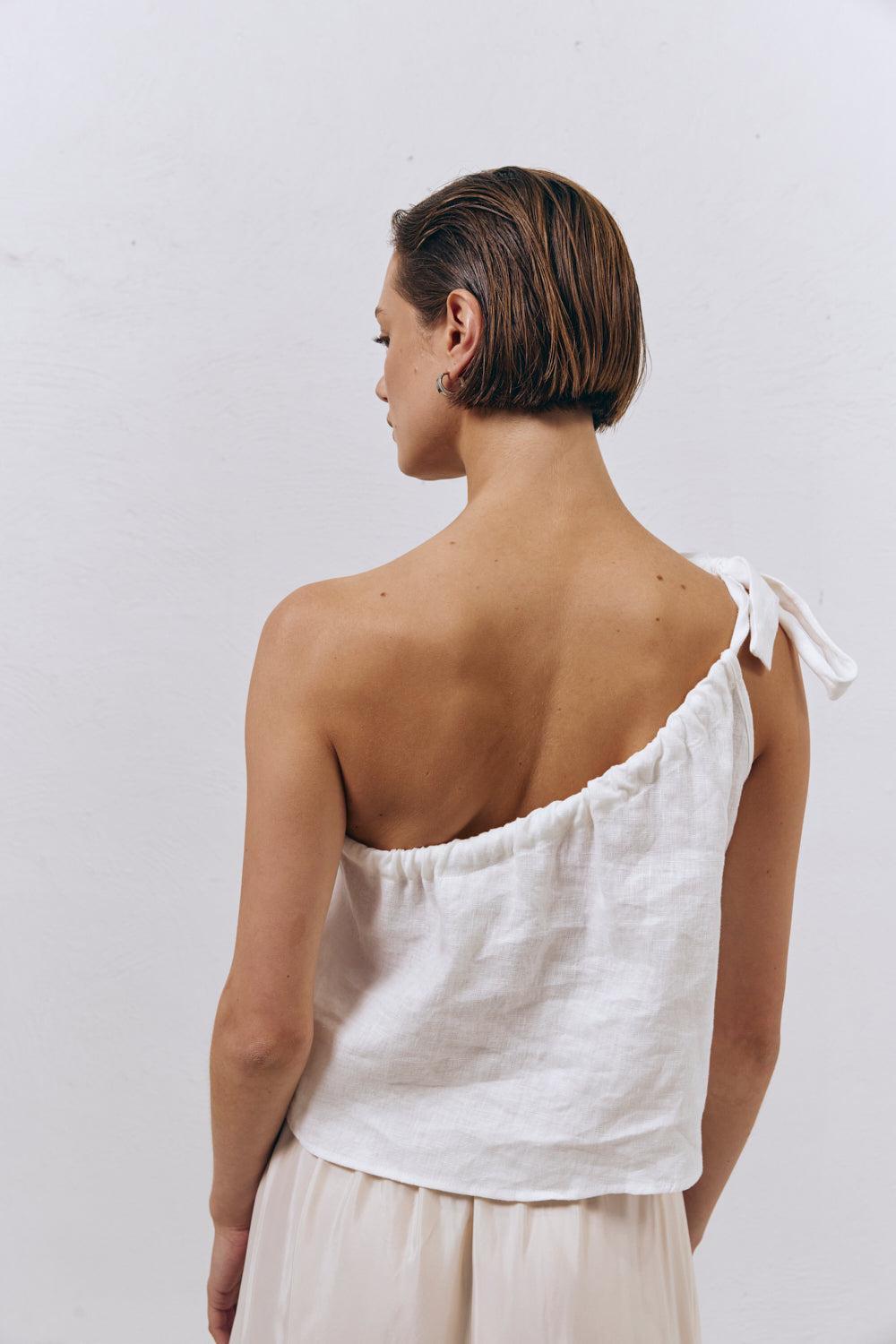 Slow Living Linen Top White Product Image