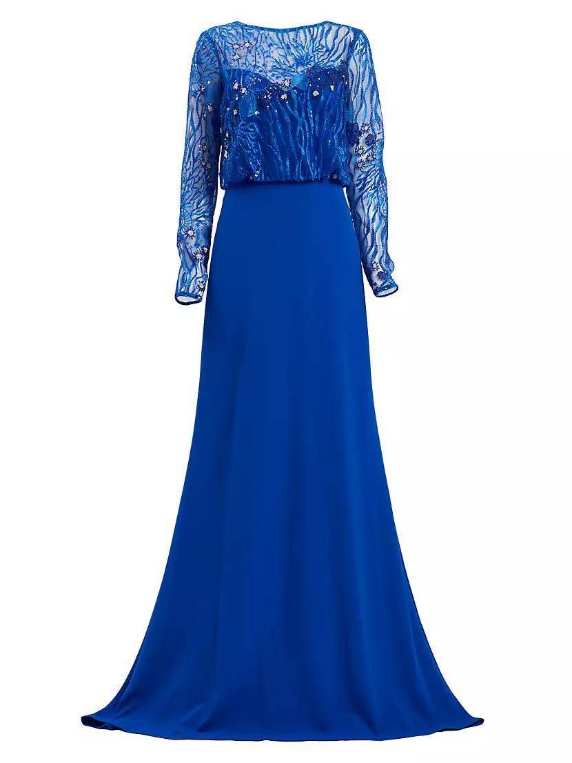 Sequined Lace Blouson Illusion Gown Product Image