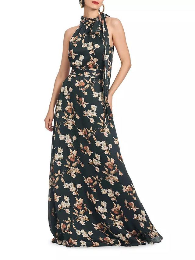 Kayla Floral Georgette Tieneck Gown Product Image