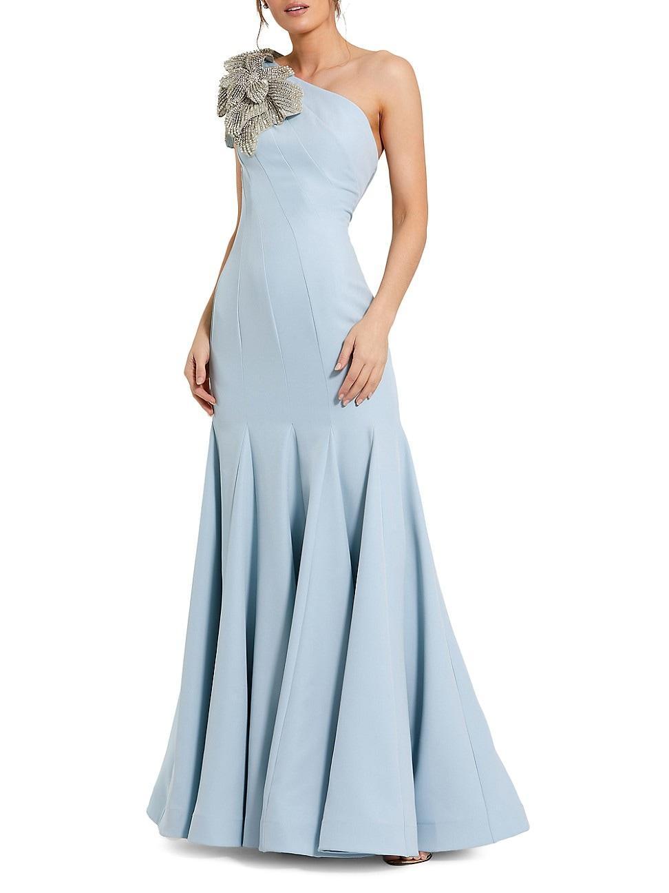 Womens Seamed Crepe One-Shoulder Gown Product Image