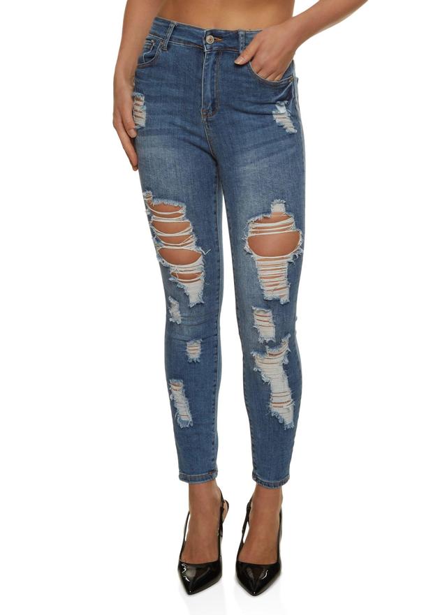 Womens WAX High Rise Distressed Skinny Jeans Product Image