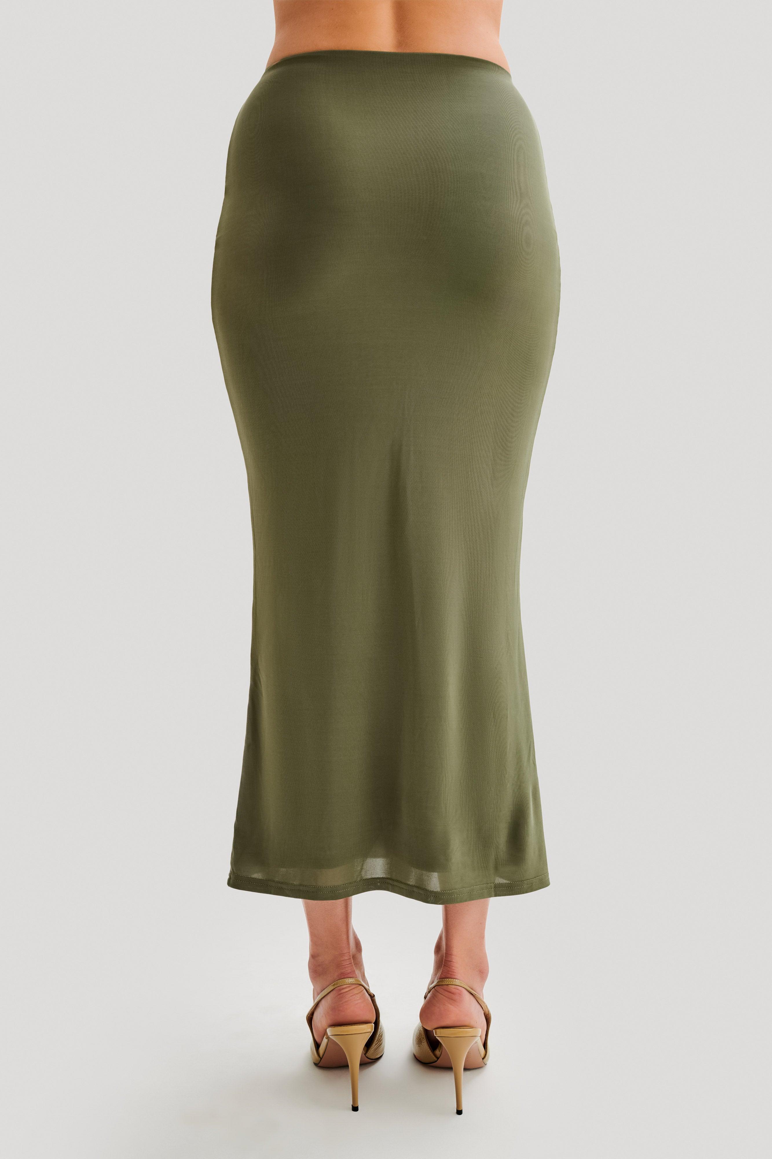 Charlene Slinky Midi Skirt - Olive Product Image