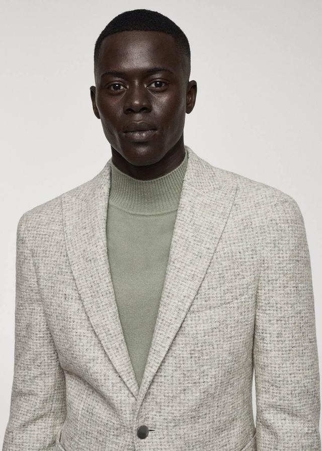 MANGO MAN - Virgin wool jacket in houndstooth wool beigeMen Product Image