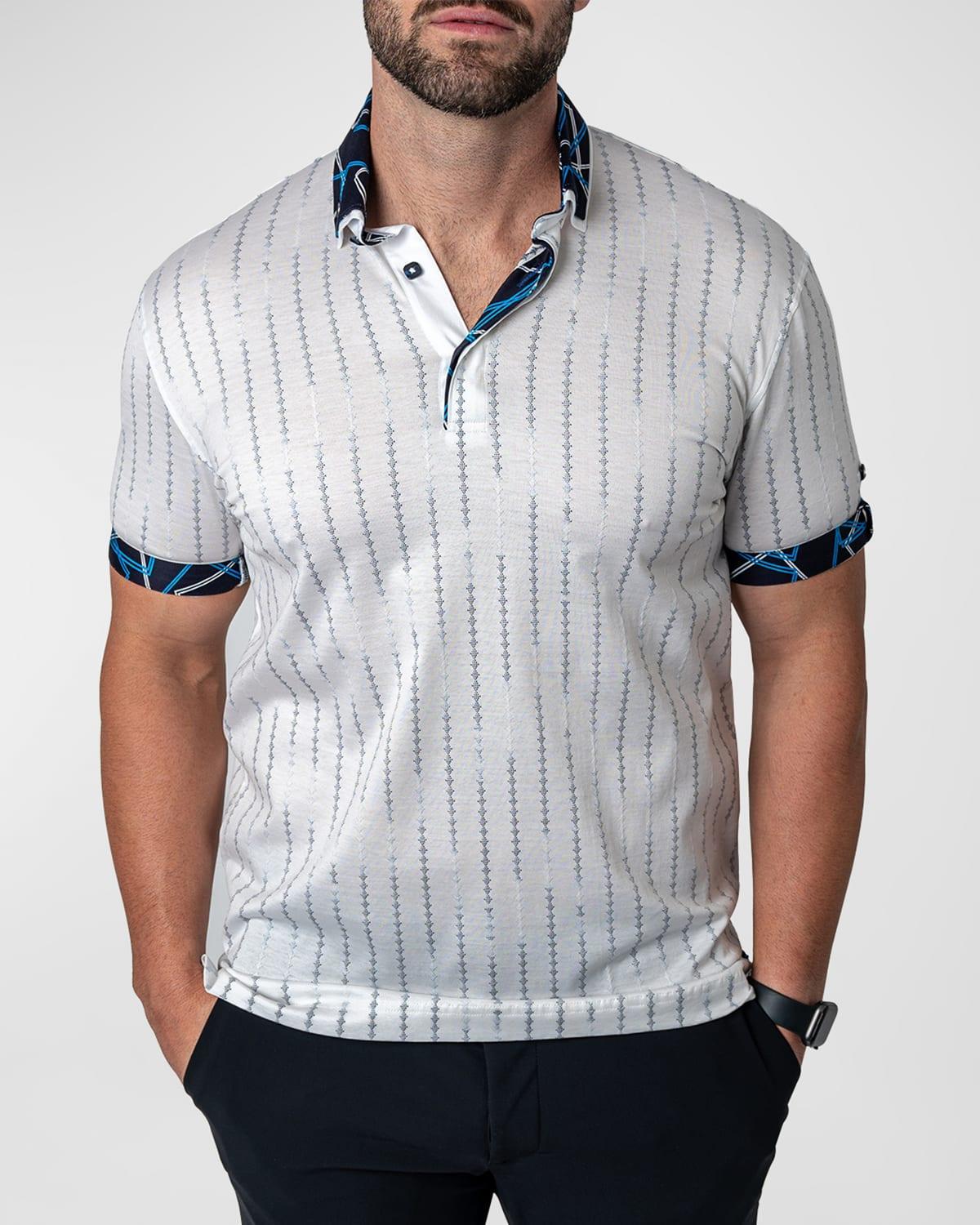 Maceoo Mozarttrasport White Cotton Button-Down Polo Product Image