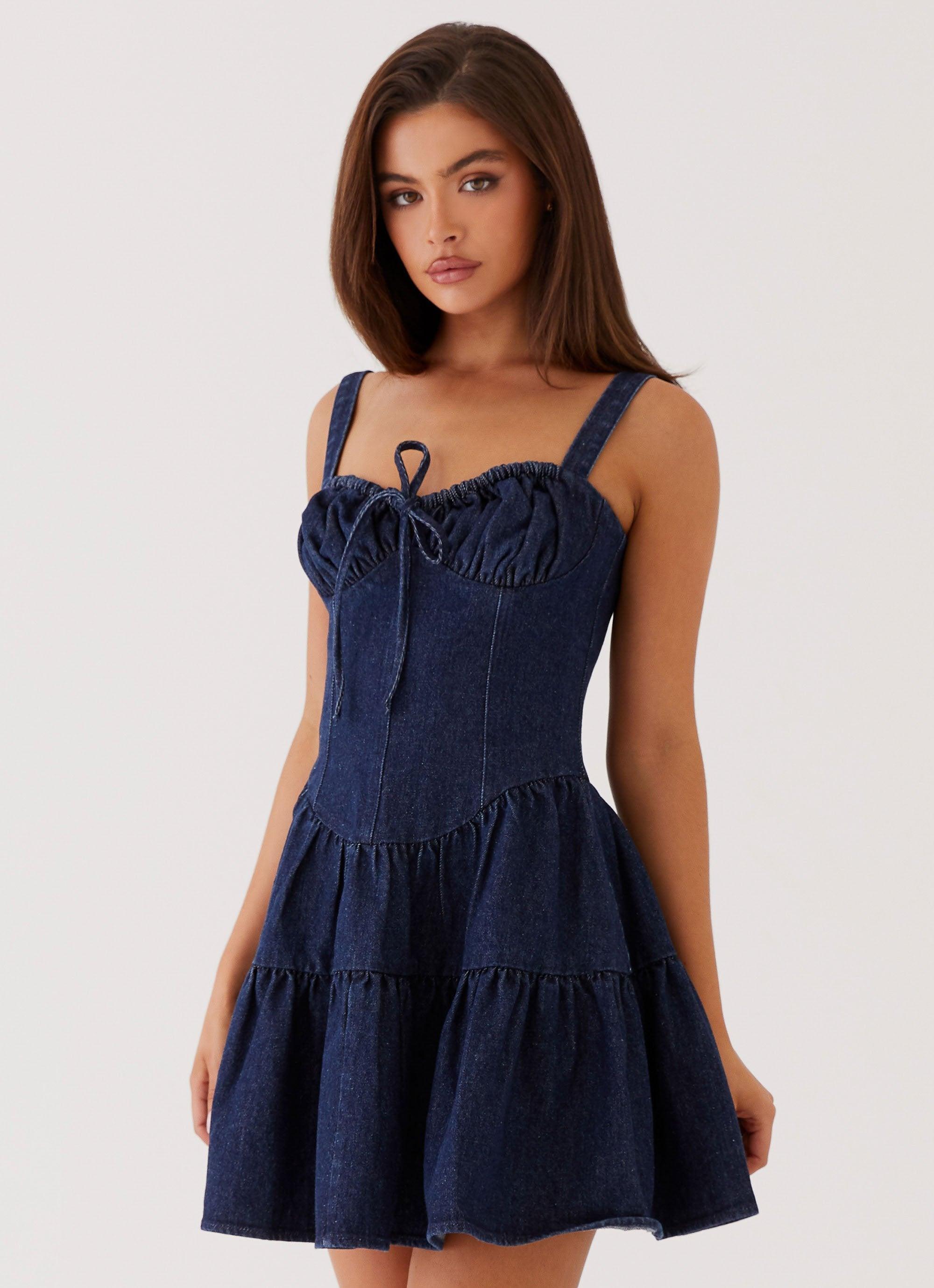 Lucie Denim Mini Dress - Indigo Product Image