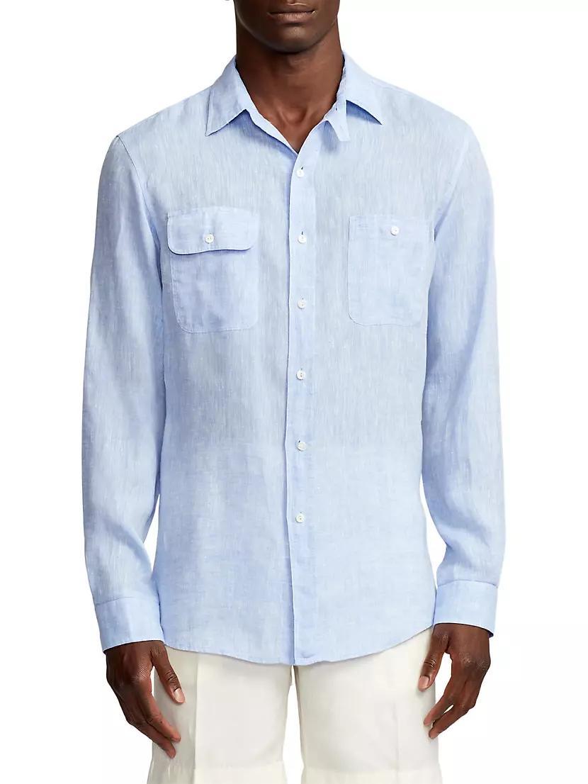 Chambray Linen Long-Sleeve Shirt Product Image