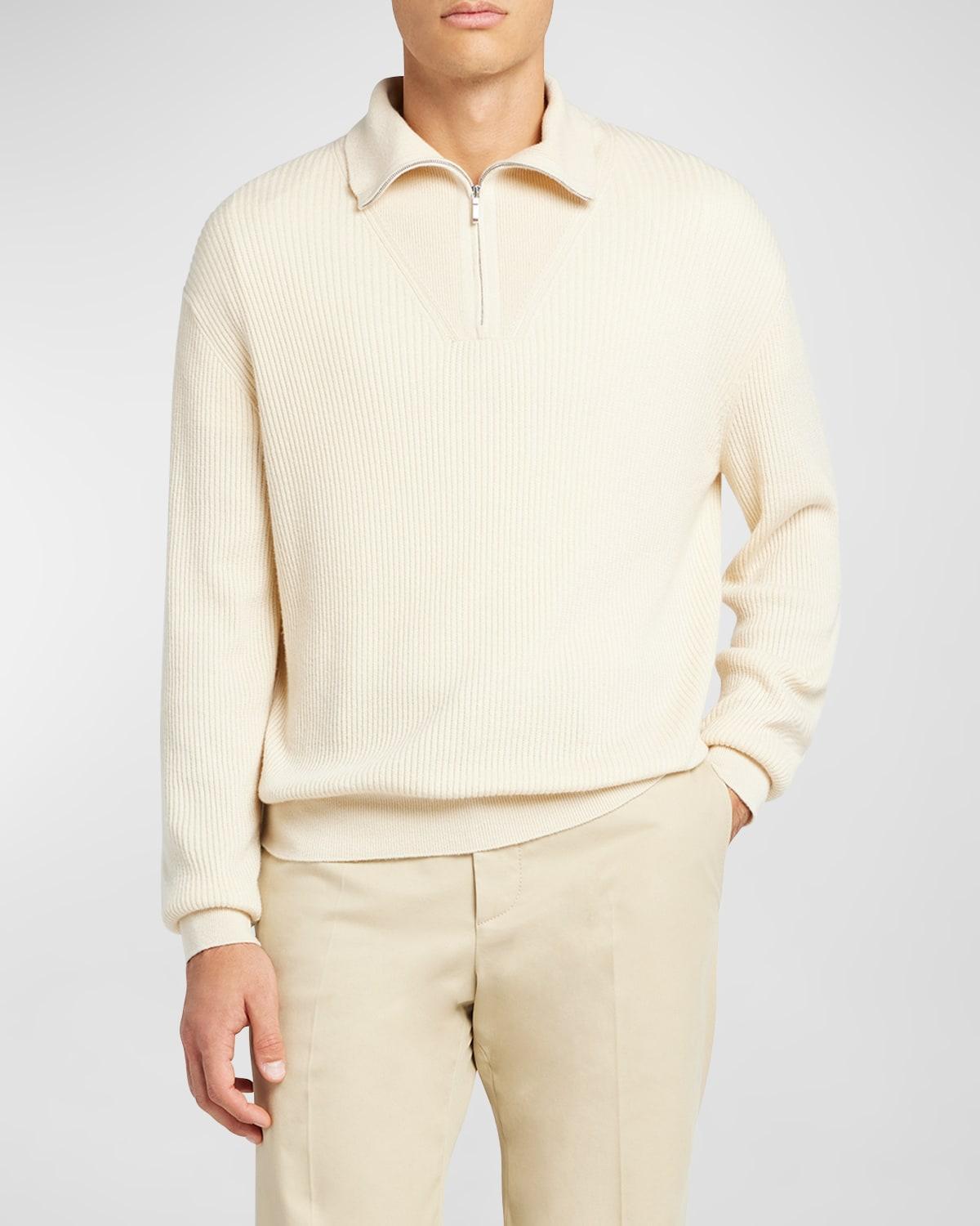 Mens Akan Cashmere-Silk Ribbed Quarter-Zip Sweater Product Image