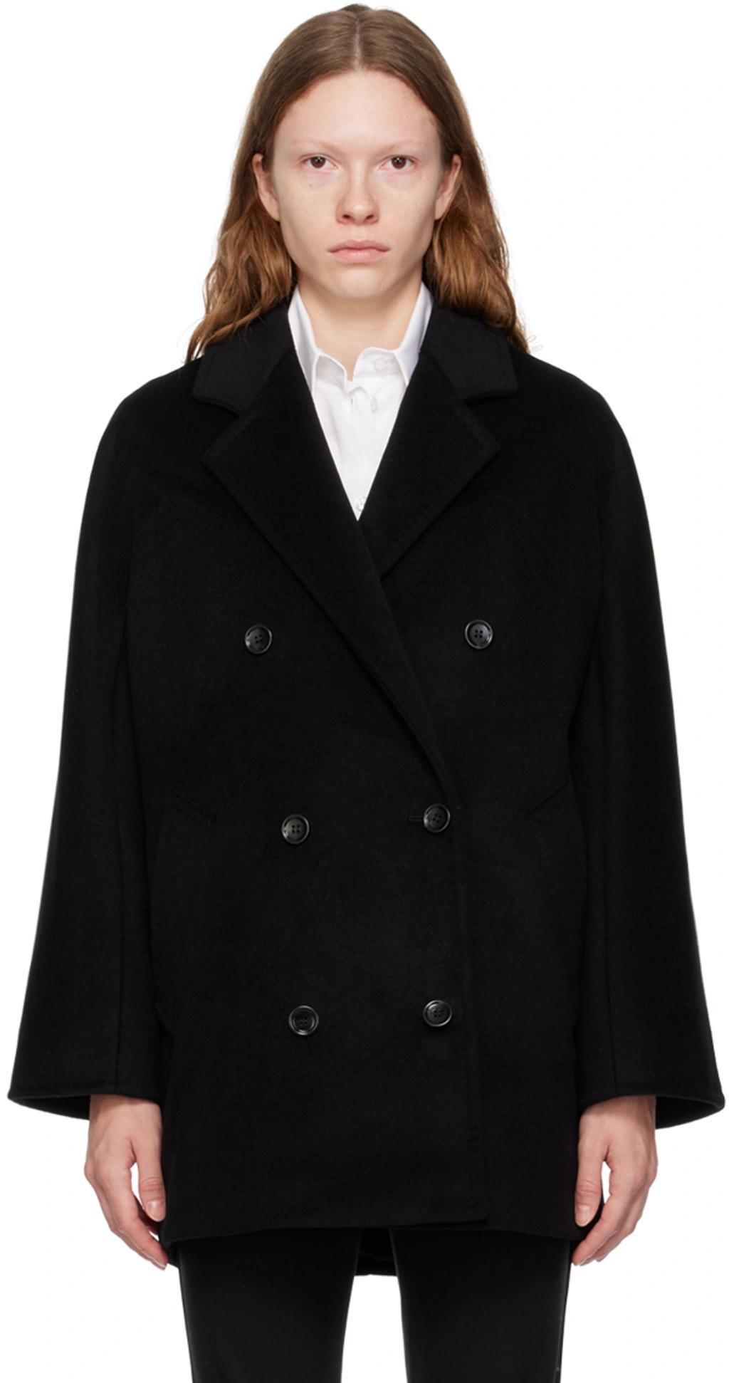 MAX MARA Rebus Wool Double-breasted Short Coat In Black Product Image