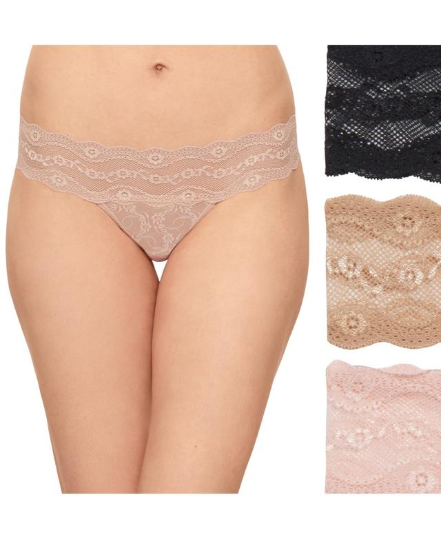 b.temptd by Wacoal Womens 3-Pk. Lace Kiss Bikini Underwear 970682 - Rose Smoke/ Au Natural/ Product Image