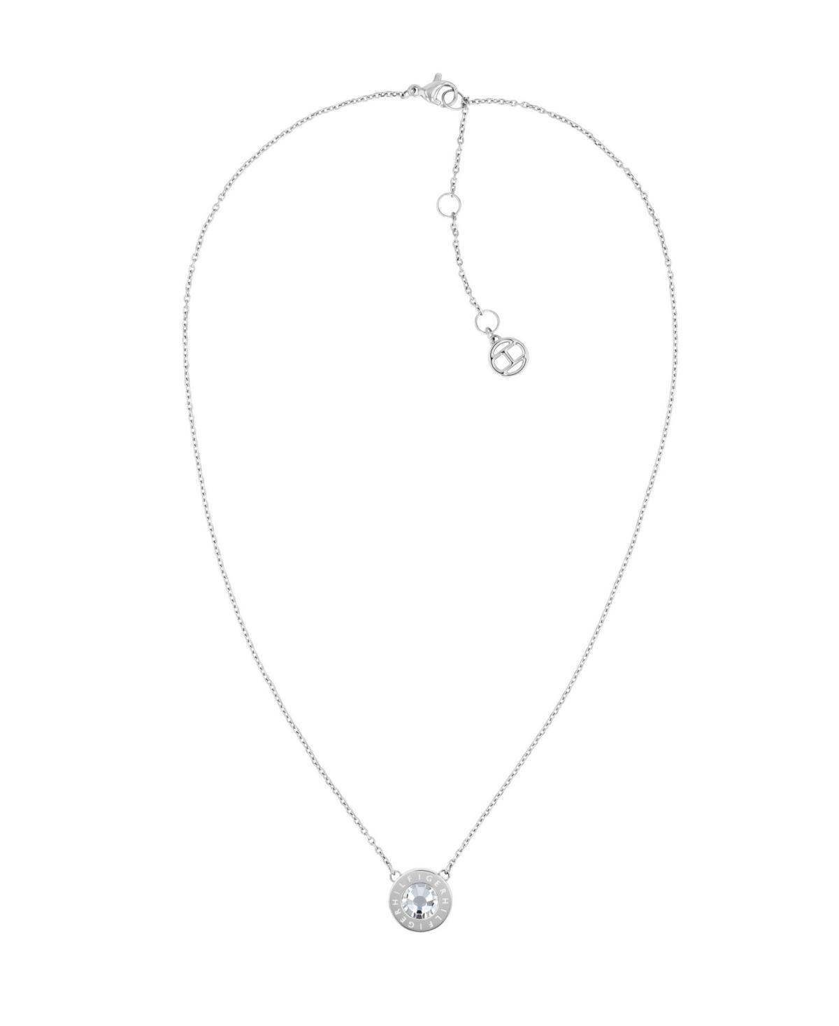 Tommy Hilfiger Womens Silver-Tone Stainless Steel Stone Necklace Product Image