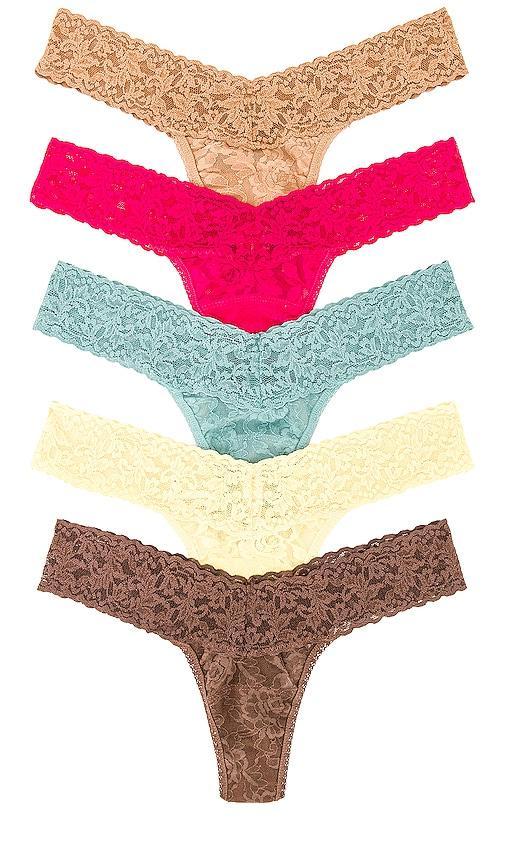 Hanky Panky Signature Lace Low Rise Thong 5-Pack (Tempting Turquoise/Sapphire /White/Twilight Purple/Hyacinth) Women's Underwear Product Image