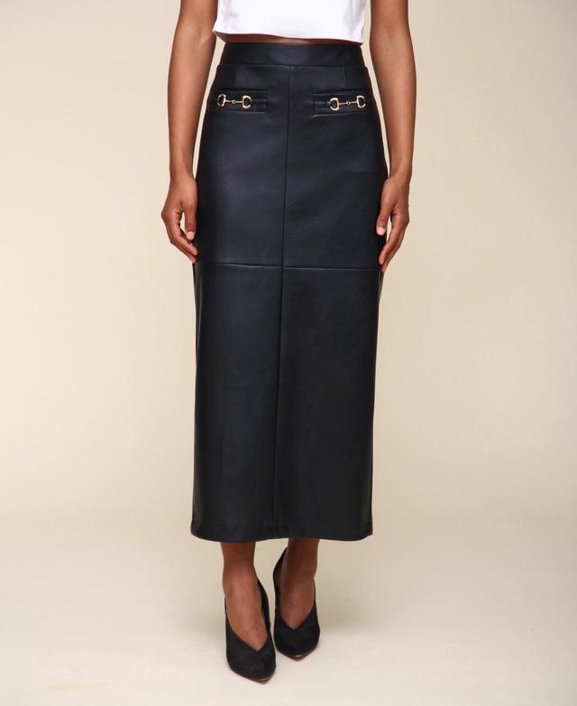 Avec Les Filles Womens Equestrian-Detail Faux-Leather Maxi Skirt Product Image