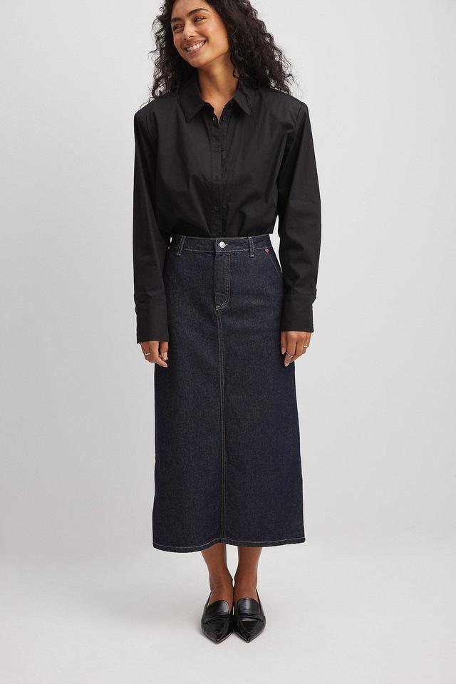 Denim Tailored Detail Maxi Skirt Product Image