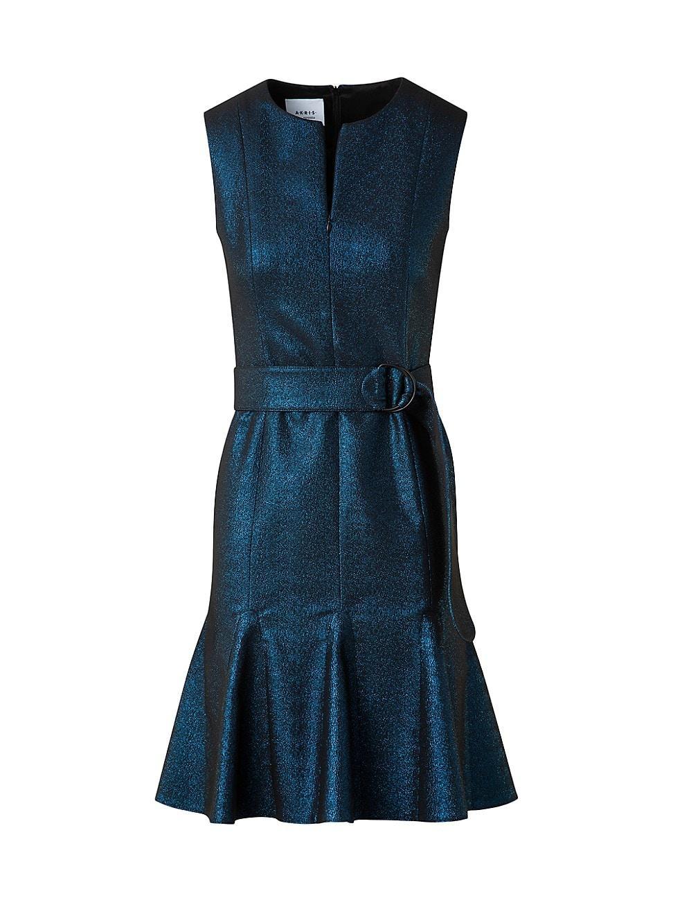 Womens Metallic Denim Belted Minidress Product Image