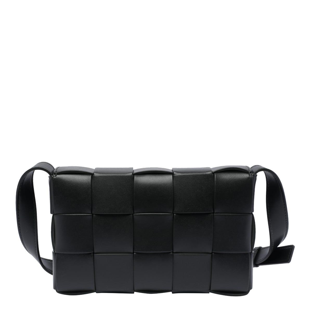 BOTTEGA VENETA Black Small Cassette Bag In Green Product Image